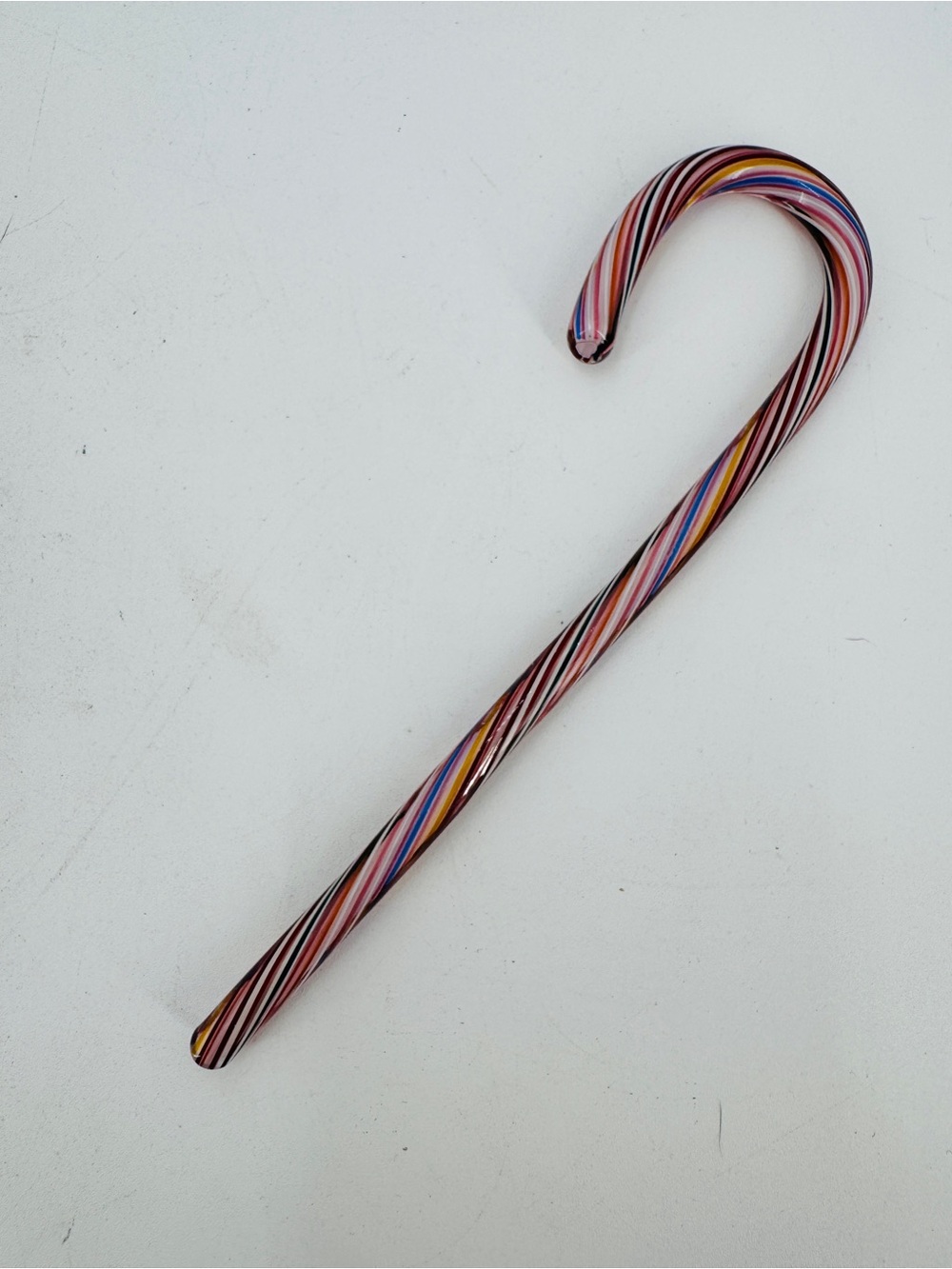 Art Glass Candy Cane Ornament Twist Swirl Red Green Pink White Christmas 7.5"